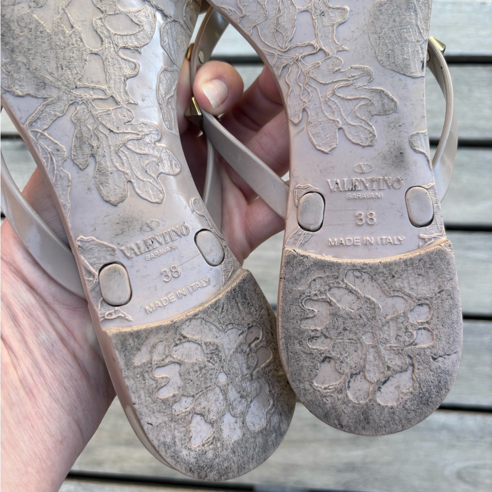 Valentino Tan Studded Sandals - Picture 5 of 6